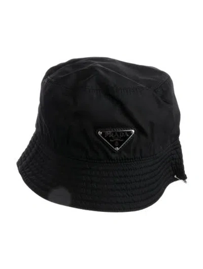 Pre-owned Prada Logo Bucket Hat In Black