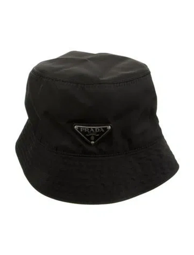 Pre-owned Prada Logo Bucket Hat In Black