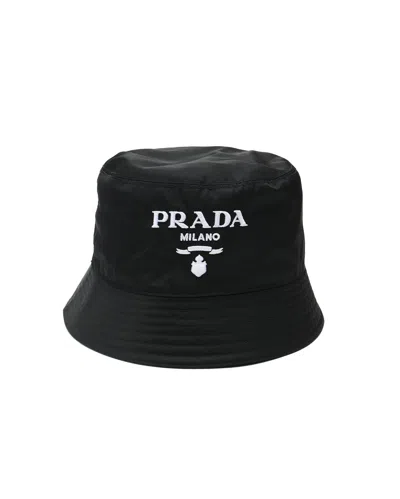 Pre-owned Prada Logo Bucket Hat In Black