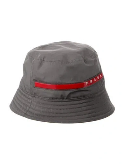 Pre-owned Prada Logo Bucket Hat In Gray