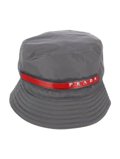 Pre-owned Prada Logo Bucket Hat In Grey