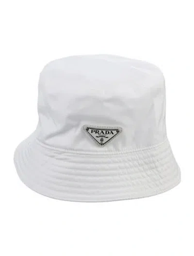 Pre-owned Prada Logo Bucket Hat In White