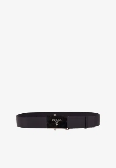Prada Logo Buckle Belt In Black