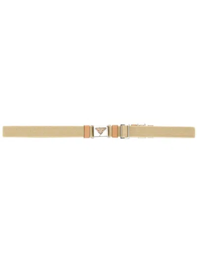 Prada Logo-buckle Belt In Neutrals