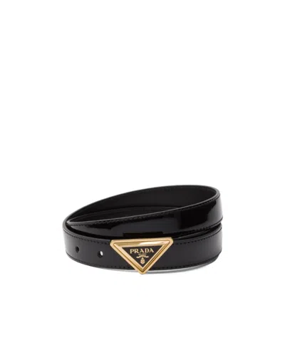 Prada Logo-buckle Leather Belt In Black