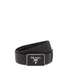 Prada Logo-buckle Leather Belt In Black