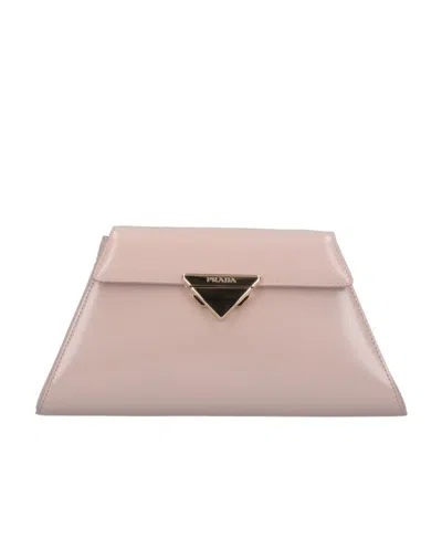 Prada Logo-buckle Leather Shoulder Bag In Pink