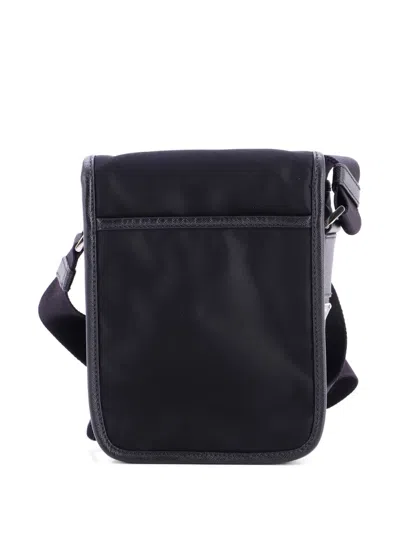 Pre-owned Prada Logo Buckle Messenger Bag Nylon Crossbody Bag In Black
