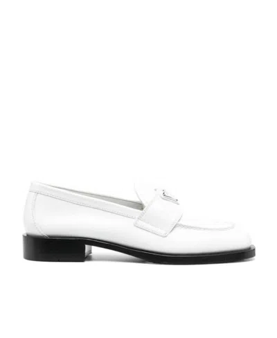 Prada White Leather Loafers
