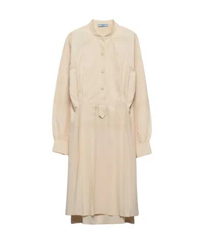 Prada Gradient-effect Silk Midi Dress In Beige