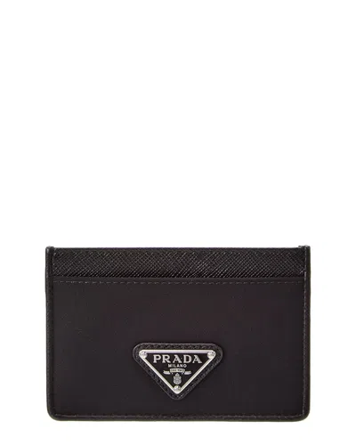 Prada Logo Canvas & Saffiano Leather Card Case