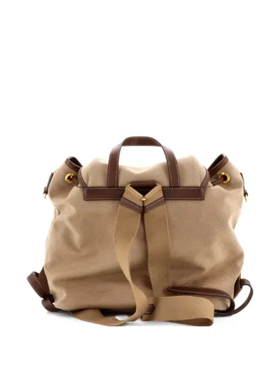Pre-owned Prada Logo Canvas Backpack In Brown