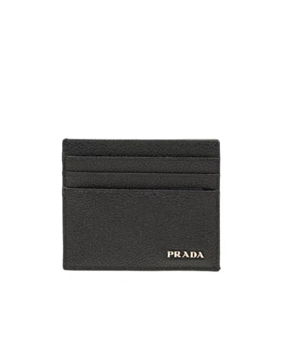 Prada Logo Card Bag In Black
