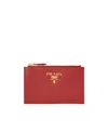 Prada Logo Card Holder In Red