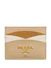 Prada Saffiano Leather Card Holder In Neutrals
