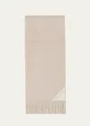 Prada Logo Cashmere Fringe Scarf In F0orz Nero Noiset