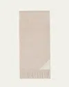 Prada Logo Cashmere Fringe Scarf In F0x27 Sabbia Talco
