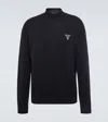 Prada Glitter Logo Intarsia Jumper In Blue