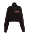 Prada Cropped Recycled Technical Fleece Sweatshirt In Black