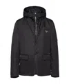 Prada Single-breasted Re-nylon Jacket In Black