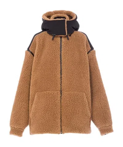 Prada Logo Casual Jacket In Camel/black