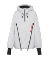 Prada Hooded Polyester Jacket With Elasticated Cuffs In Chalk White