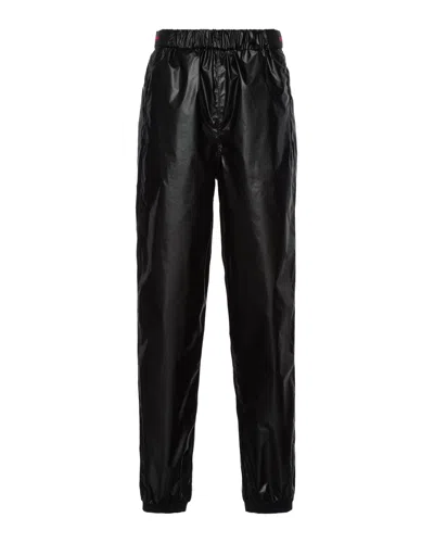 Prada Light Nylon Wide-leg Pants In Black