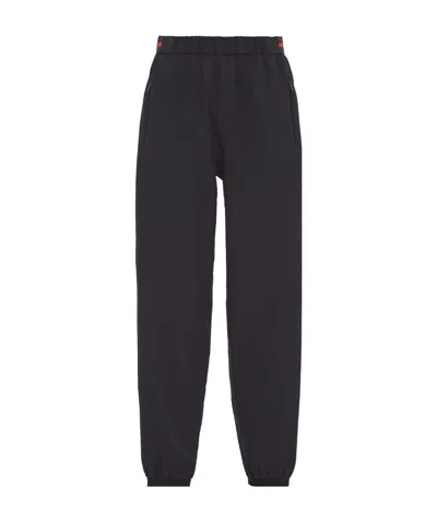 Prada Light Bi-stretch Wide-leg Pants In Black