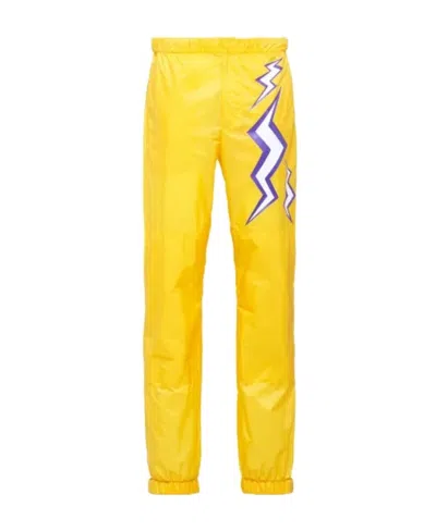 Prada Logo Casual Pants In Yellow