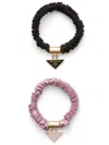 Prada Logo Elastic Hair Set In Black