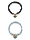 Prada Womens Black Branded-charm Pack Of Two Satin Hair Ties In Black