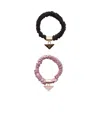 Prada Logo Elastic Hair Set In Black