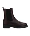 Prada Aubergine Leather Ankle Boots In Rump Color