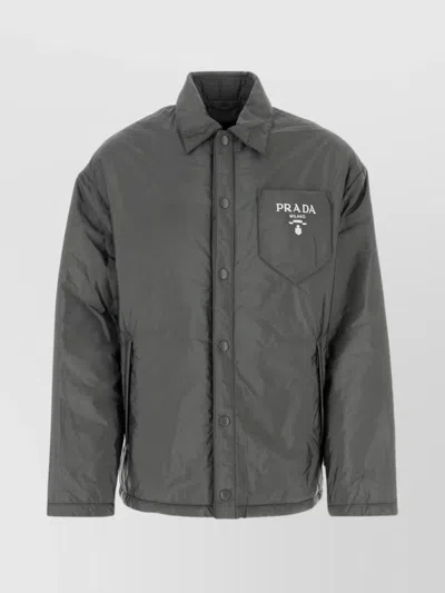 Prada Logo Chest Pocket Long Sleeves Jacket In Gray