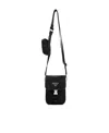 Prada Logo Clamshell Crossbody Bag In Black