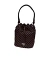 Prada Re-nylon Stud-embellished Drawstring Bucket Bag In Black