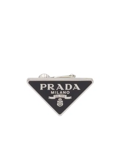 Prada Symbole Single Left Earring In Black