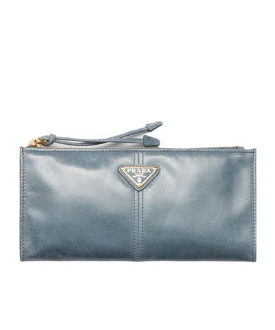 Prada Leather Pouch In Blue