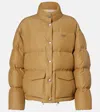 Prada Logo Cotton-blend Puffer Jacket In Gold