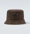 Prada Cotton Triangle Bucket Hat In Brown