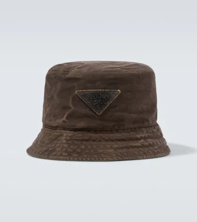 PRADA LOGO COTTON BUCKET HAT