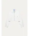 Prada Cropped Jacket Buttoned Cuffs Front Pockets In Bianco