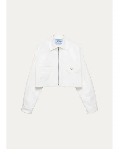 PRADA LOGO COTTON CROP JACKET