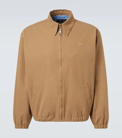 Prada Logo Cotton Jacket In Brown