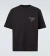 Prada Mens Black Logo-print Dropped-shoulder Cotton-jersey T-shirt In Black