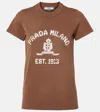 Prada Logo Cotton Jersey T-shirt In Brown