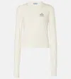 Prada Logo Cotton Jersey Top In Neutral