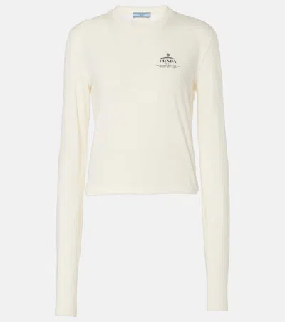 PRADA LOGO COTTON JERSEY TOP