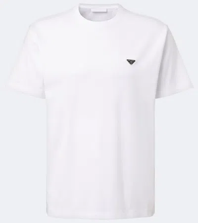 Prada Logo Cotton Jersey T-shirt In White