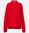 Prada Long-sleeved Cotton Piquet Polo Shirt In Red